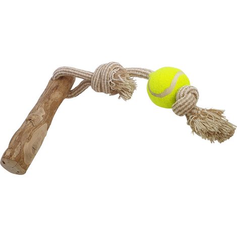 Nobby Hundespielzeug Kaffeeholz mit Seil und Ball ca. 56 cm Kauspielzeug