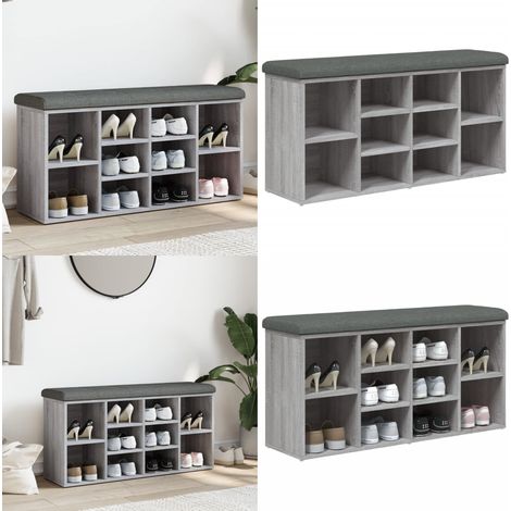 Banc à chaussures sonoma gris 102x32x50 cm bois d'ingénierie - Banc Chaussure - Banc Entrée - Rangement Chaussures - Meuble Salle D'entrée - Banc Coffre - Home & Living (1/5)