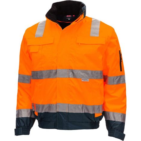 Warnschutz-Pilotenjacke MOTION TEX VIZ PLUS 7140 neonorange / marineblau Gr. 4XL (1/4)