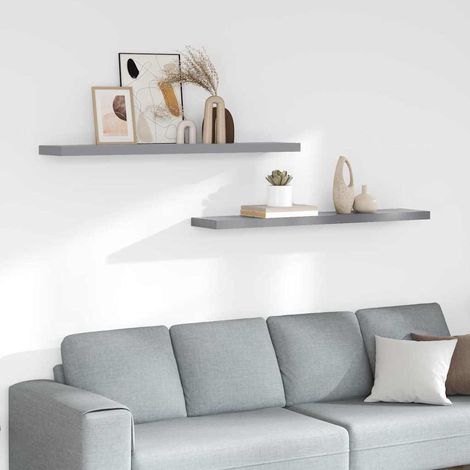 323863 vidaXL Floating Wall Shelves 2 pcs Grey 120x23,5x3,8 cm MDF (1/4)