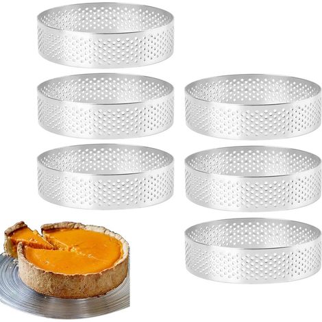 Kuchenringe – 6 Stück – Ø 8 cm x 2 cm x 0,8 mm – Edelstahl – Kuchenform – Mousse-Kuchenform – Zum Backen von Muffins, Kuchen und Keksen (1/5)