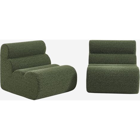 Divano modulare tessuto effetto alpaca, 2 posti