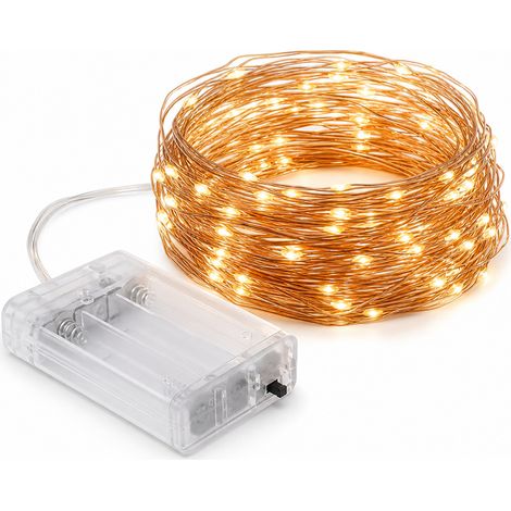 Ghirlanda LED filo di rame 10 m 100 luci per interno dorato (1/5)