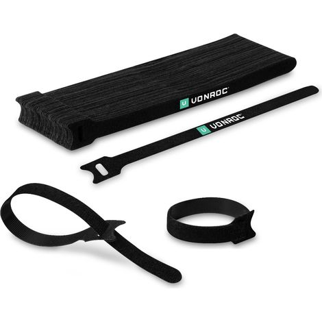 Vonroc – Attache-câbles réutilisables 200mm – Lot de 50 colliers de serrage en nylon et polyester – Résistants à l'humidité et à la friction