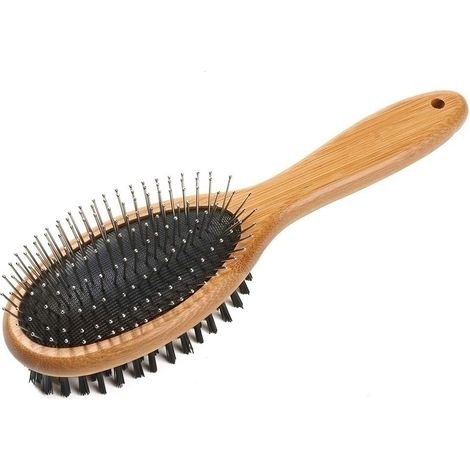 Brush, Double Sided Pet Slicker Brush with Bamboo Handle for Dogs and Cats Long Hair Pets Grooming Comb for Removing Shedding, Tangles and Dead Undercoat (1/5)