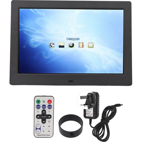 Cadre photo numérique LCD écran IPS HD 1280x800 USB Noir 10 pouces 100‑240V prise UK (1/5)