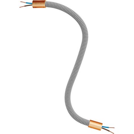 Creative-Cables Kit Creative Flex Verlängerungsschlauch (30 cm lang, Ø 10 mm) – Stoffummantelung RM75 Titan und satinierte Kupfer-Details – Mit Metallendstücken und Zubehör