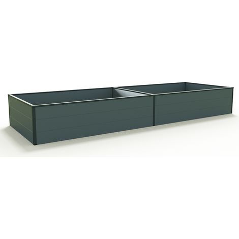 GFP HALFSIZE Huerto urbano de aluminio - Jardinera compacta y resistente enantracita - 297 x 99 x 39 cm (1/2)