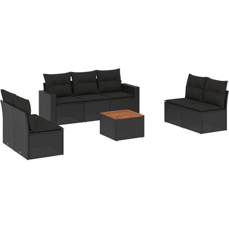 vidaXL Set Divani da Giardino con Cuscini 8 pz Nero in Polyrattan (1/5)