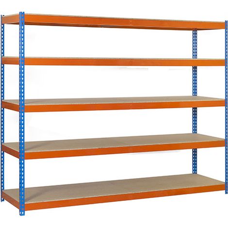 SimonRack Étagère Industrielle, 2000x1200x600 mm, 5 Niveaux en bois, 400 kg Capacité de Charge et Point de Flexion, Étagère Charge Lourde, Galvanisé/Bois - Ecoforte (1/5)
