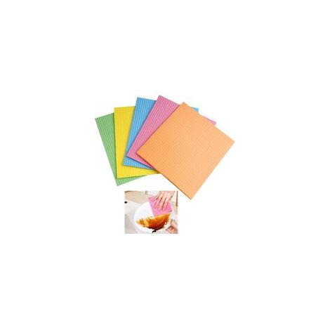 Lot de 5 torchons respectueux de l'environnement, biodégradables et durables – Lingettes absorbantes, sans odeur et réutilisables en bambou gaufré – Multicolore (1/5)