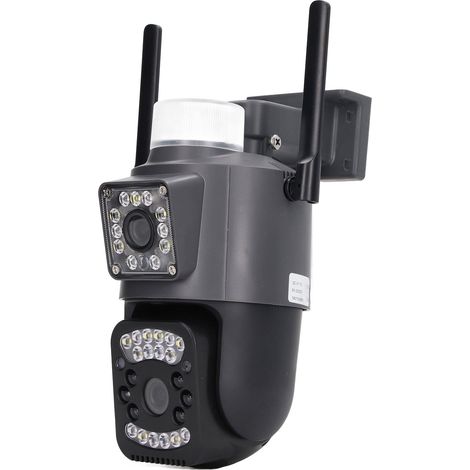 Caméra WiFi double objectif HD 5 MP, caméra réseau sans fil étanche IP66, vision nocturne, prise UE 110-240 V