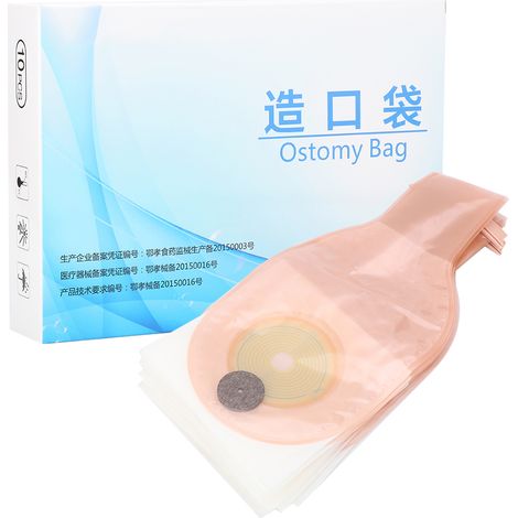 10Poches de stomie à système monobloc, poche colostomie drainable, fournitures médicales pour stomisés (1/5)