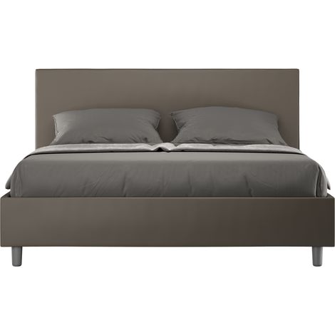 Cama matrimonio contenedor 160x190 moderno polipiel Adele M Color: Marrón - Versión: Con caja de almacenaje (1/5)