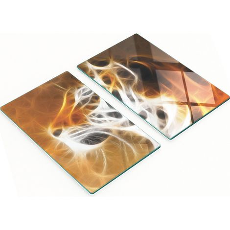 Tablas de cortar de cristal para cocina con estampado de cabeza de tigre, 2 x 30 x 52 cm. (1/5)