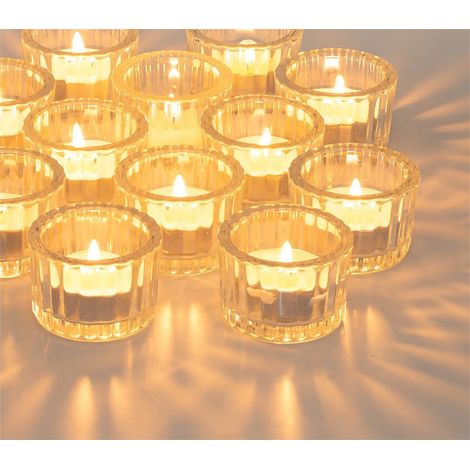 Porte-lampions Transparents: Bougies À Réchaud en Verre Bougies Votives Striées pour Table de Mariage Décoration de Salle À Manger Décoration de Maison de Noël