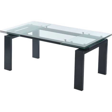 Tavolo da pranzo allungabile da 8 a 10 coperti in Vetro temperato e metallo Nero - LUBANA (1/5)