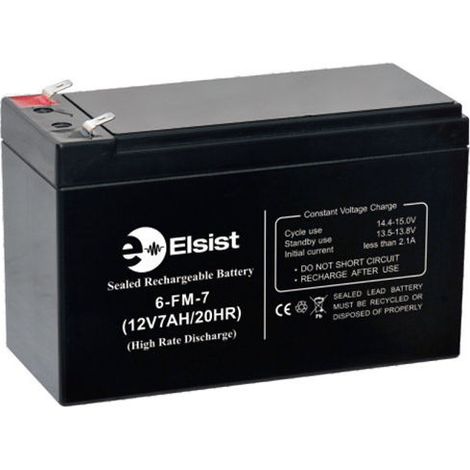 Elsist BT007R Batteria Ricaricabile Piombo VRLA 12V 7Ah 20h colore Nero