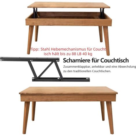 1 paire de charnières de table basse,Mécanisme de levage pliable,Charnières à ressort,Pression atmosphérique,Charnières multi-fonctions,Charnières de (1/2)