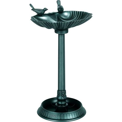 Bain d'oiseaux Abreuvoir Antique 81 cm avec Base de jardinière, mangeoire et Bassin à Oiseaux sur Pied, Style Vintage décoratif, Statue de Jardin, Bronze Vert (1/5)