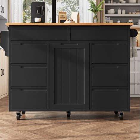 Mueble cocina con 8 cajones ruedas y mesa abatible OKMYHOME (1/5)