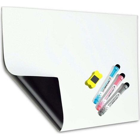 Tableau blanc magnétique A3, aimant pour réfrigérateur et tableau blanc de cuisine, convient aux enfants et aux adultes, facile à écrire, effaceur magnétique à sec durable, comprend 3 marqueurs et 1 e