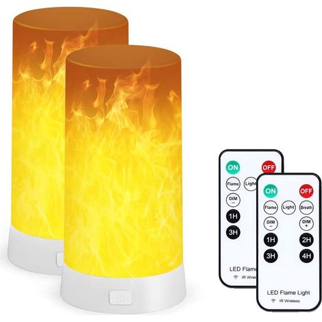 Lot de 2 lampes LED effet flamme - Rechargeables par USB - Étanche, intensité réglable, télécommande et minuterie - Bougies sans flamme pour la maison, les fêtes, le jardin et le camping (1/4)