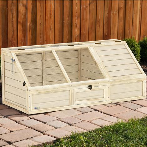 Abri extérieur pour tortues en bois avec zone ensoleillée (1/5)