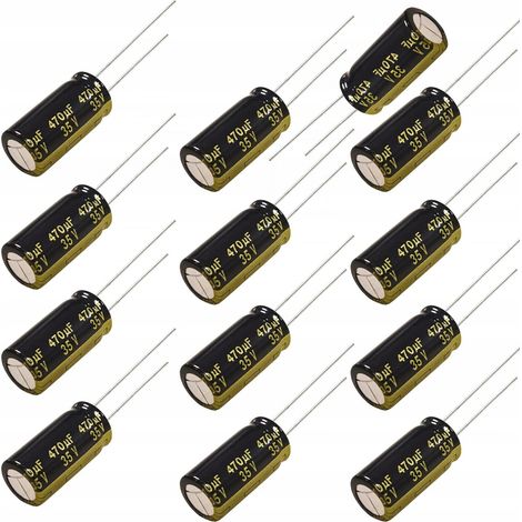 Condensatore elettrolitico Low ESR 470uF 35V 10x17mm passo 5mm 10pz.