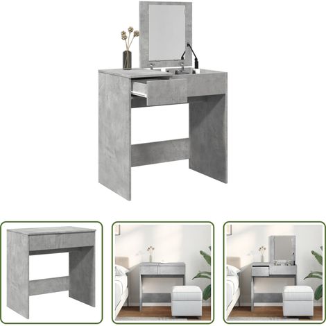 Rangement chambre - Coiffeuse avec miroir gris béton 73x46,5x120 cm (1/5)