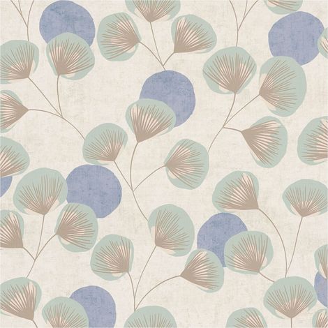 Country style wallpaper wall Profhome 791511 hot embossed non-woven wallpaper slightly textured with floral ornaments matt grey pigeon blue pastel turquoise beige brown 5,33 m2 (1/5)