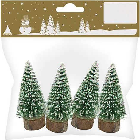 Tannenbäume 7,5 cm grün mit weißem Glitter 4 Stück Deko Weihnachten