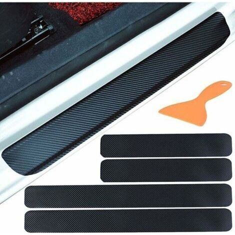 4pcs 4D Carbon Sticker Adhesive Film for Car Door Sill Protection Universal Auto Black (1/5)