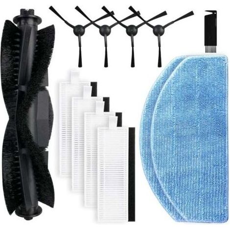 Remplacement compatible avec robot aspirateur Honiture G20 / G20 Pro, 1 brosse rotative, 4 brosses latérales, 4 filtres Hepa, 2 lingettes serpillière accessoires de rechange(Non inclus outil de nettoy (1/5)