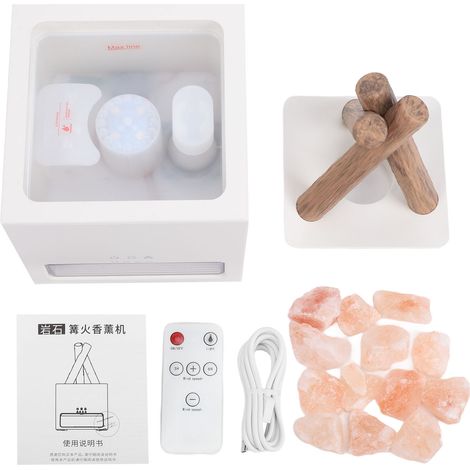 Diffuseur de flamme de feu de camp, humidificateur, huile essentielle d'aromathérapie USB avec lumières colorées, roches réalistes (1/5)
