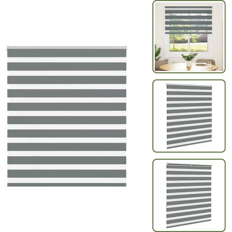 Zebrarollo Dunkelgrau 120x150 cm Stoffbreite 115,9 cm Polyester - Zebra-Jalousie - Zebra-Jalousien - Zebra-Rollo - Doppelrollo (1/5)