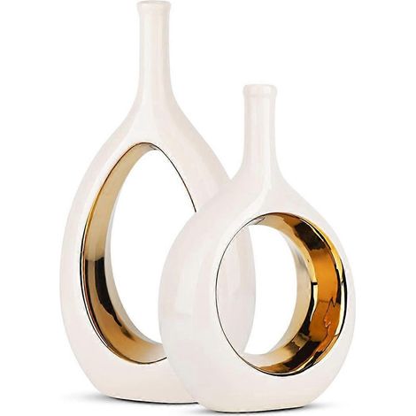Vase blanc et or en céramique blanche - Décoration intérieure (1/5)