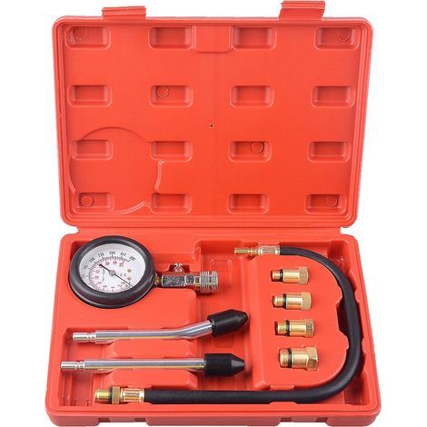 Testeur de Compression, Coffret de compressiomètre Set de compresseur pour Tous Moteurs Deux Kfz M10 M12 M14 M18 0 20 bar & 0 300 psi (1/5)