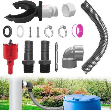 Pièce Récupérateur d'Eau de Pluie, Raccord Citerne PVC/Caoutchouc, Collecteur Descentes 70–100 mm, Jardin Maison (1/4)