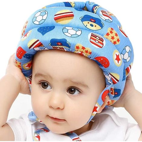 Casque de sécurité pour bébé, protection de la tête pour nourrisson et tout-petit, chapeau de protection en coton, casque de sécurité ajustable pour apprendre à grimper et à marcherBleu (1/5)