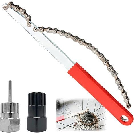 3 Pièces Outils Réparation Chaîne Vélo pour Cassette Vitesses 6 7 8 9 10 11, Kit Outils Démontage Fouet Pignon, Outil Couronne Démonte Cassette Vélo Professionnel, Extracteur Pédalier Manivelle (1/5)