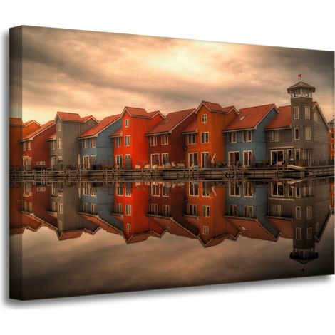 Lienzo impreso "Casas coloridas de los Países Bajos" 70x50 cm