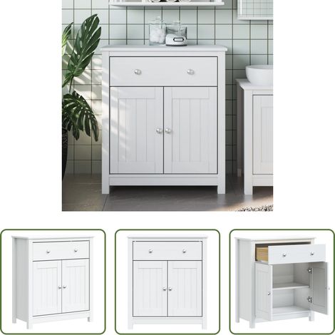 vidaXL Armoire bois pin - Armoire de salle de bain BERG blanc 69,5x34x80 cm pin massif (1/5)