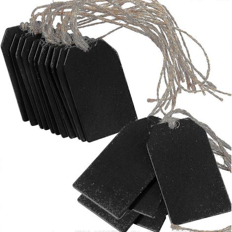 Étiquettes tableau noir suspendues en bois, mini-panneaux tableau noir, étiquettes de prix idéales, étiquettes de message, noir (1/5)