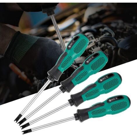 4pcs Magnetic U-Shaped Screwdriver Set, Fork Screwdriver, M1.7/M2.0/M2.3/M2.6 U-Shaped Screwdriver with Crv Steel Clamping Tip, Chrome Vanadium Steel (1/5)