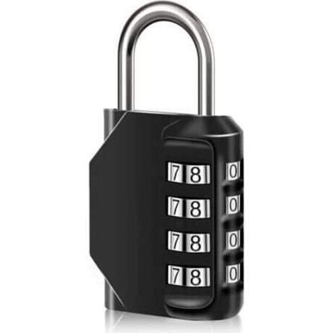 1 cadenas à combinaison étanche à 4 chiffres avec code numérique, serrure à combinaison en alliage de zinc pour porte, boîte à outils, écoles, gymnase, clôtures, armoire à roulettes et (1/5)