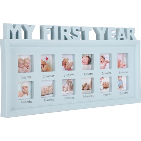 Cadre Photo Nouveau-né Bébé Souvenir Première Année Cadeau Décoratif Mural pour Chambre, Décoration Murale, Album Mémoire, Idée Cadeau Spécial (1/5)