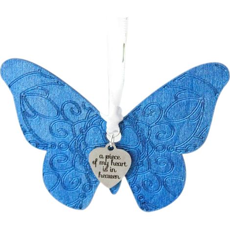 Kreativer Weihnachtsbaumschmuck mit Schmetterlingsmotiv – Schmetterlingsanhänger aus Holz (blauer Schmetterling) (1/2)