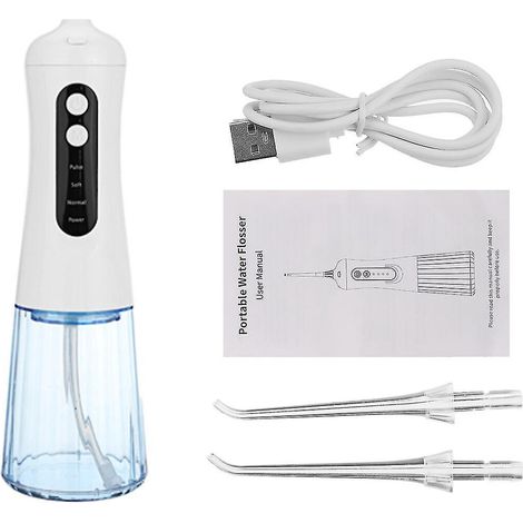 300-ml-USB-kabellose Munddusche, 4 Geschwindigkeitsstufen, 3 Interdentalreinigungsmodi (1/5)