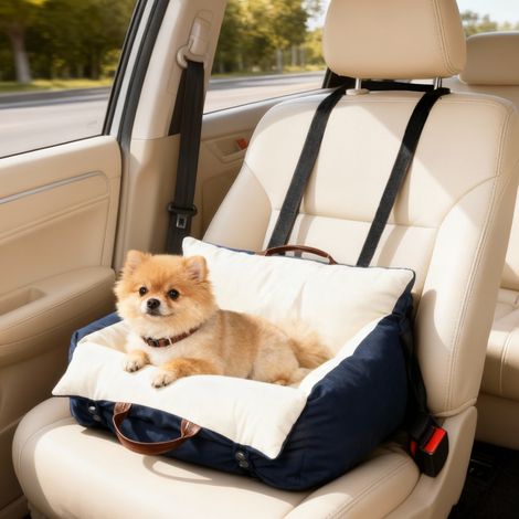 Siège auto chien 2 sangles housses lavables bleu 5kg